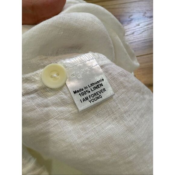 Flax linen white relax fit wide leg pants size M - Picture 4 of 9